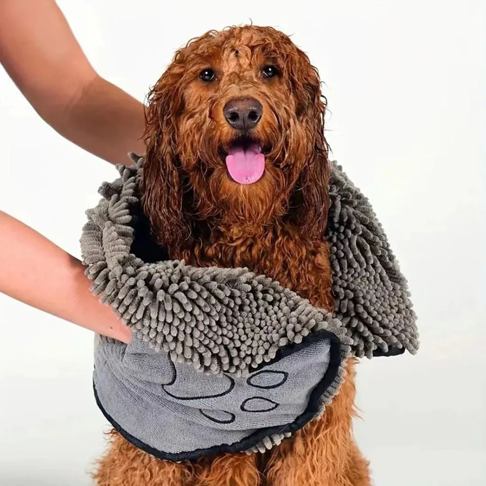 Quick-Dry Towel with Built-In Gloves for Pets