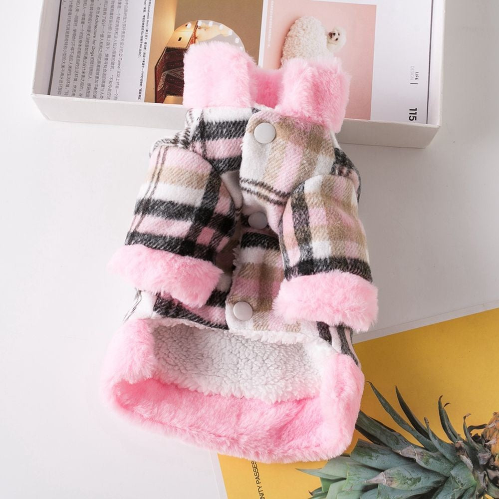 Plaid Coat with Fleece Lining for Pets