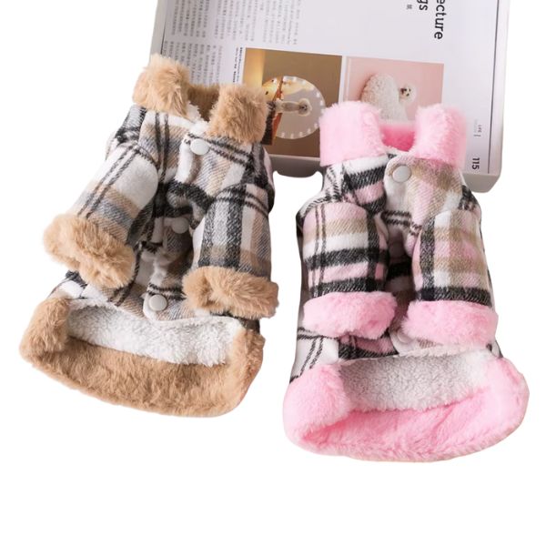 Plaid Coat with Fleece Lining for Pets